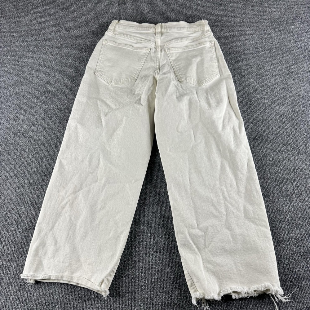 Madewell Perfect Vintage Wide-Leg Crop Jeans Womens 27P White Raw Hem Denim - Picture 7 of 11